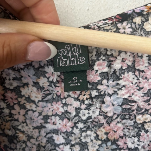 Wild Fable XS Rayon Black Floral Midi Dress - Picture 2 of 6